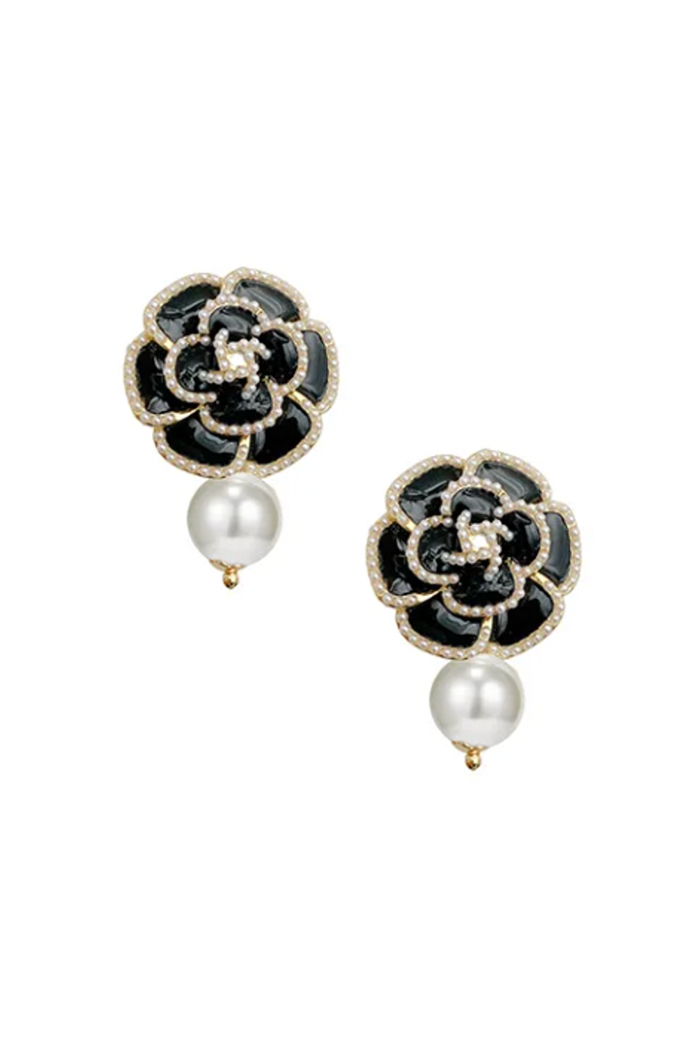 EARRINGS - CAMELLIA NOIR